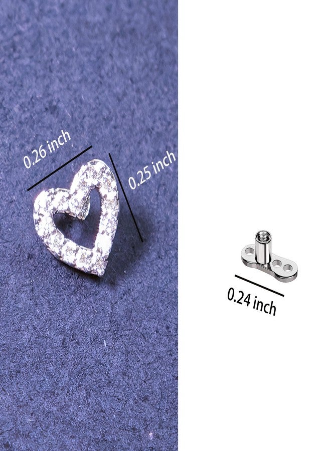 TKWXE Dermal Top Heart-Shaped with Clear CZ and Titanium F136 Dermal Piercing Jewelry Base, 2 Pack - Image 3